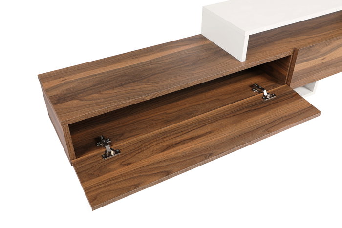 Hanah Home Nirvana Mueble de TV Blanco y Teca
